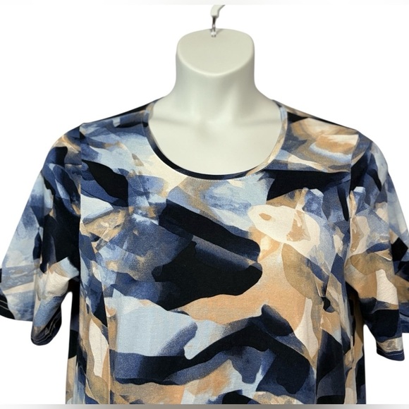 NWOT, Sunday Betsy Abstract Tunic Top, Large, Blue, Beige - Picture 5 of 12